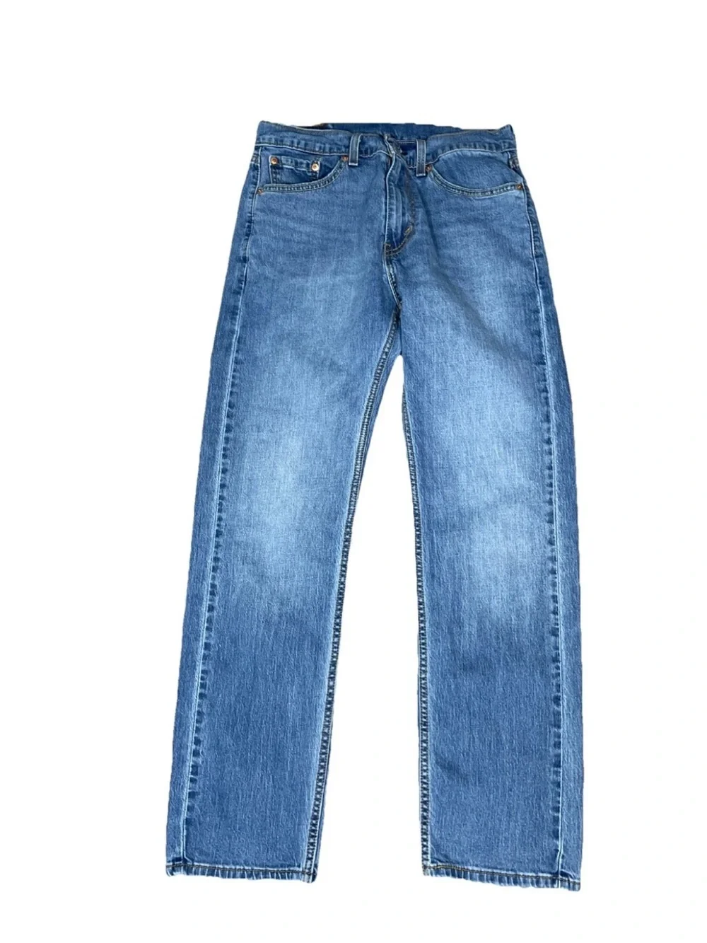 Levis 505 Jeans Mens 29x30 Blue Denim Regular Fit Straight Medium Wash Stretc